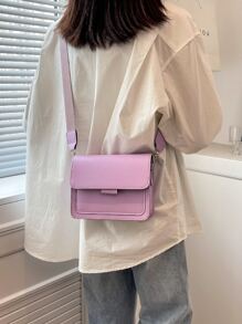極簡風格翻蓋方包 - 紫色 - 查看 6