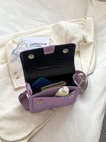 極簡風格翻蓋方包 - 紫色 - 查看 7