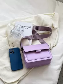 極簡風格翻蓋方包 - 紫色 - 查看 8