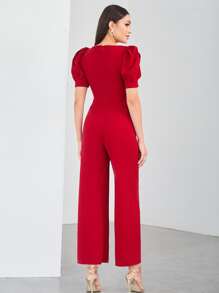 Modelyn Elegant Eenkleurig Jumpsuit Voorpand met Knoopjes