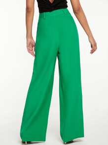 SHEIN Tall 高腰闊腿褲 - 綠色 - 查看 2