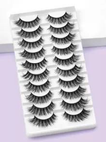 MAGEFY 10 cặp lông mi giả tự nhiên nguyên sợi & 2 cọ chải mi & dụng cụ hỗ trợ mi giả & nhíp, mi giả Manga mỏng nhẹ dùng hàng ngày, vật dụng thiết yếu khi đi du lịch, mi giả, lông mi giả - màu đen - Xem 2