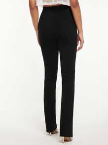 SHEIN Tall 高腰下擺開叉緊身褲 - 黑色 - 查看 2