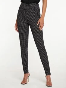 SHEIN Tall 高腰格紋緊身褲 - 黑與白 - 查看 1
