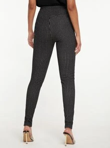 SHEIN Tall 高腰格紋緊身褲 - 黑與白 - 查看 2