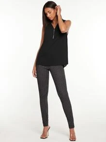 SHEIN Tall 高腰格紋緊身褲 - 黑與白 - 查看 4