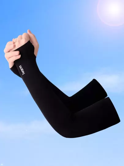 iwarm 1pair Men Best Letter Graphic Fingerless Long Gloves Arm Sleeves Sleeves Cover Arms White Gloves Arm Warmers Autumn Outfits Halloween Costumes Black Arm Sleeve Gifts For Men