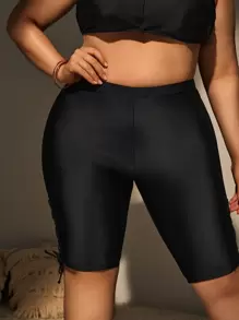 Swim Lushoire Summer Beach Plus Lace-Up Side Bikini Shorts - Black - View 4