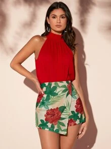 SHEIN VCAY 印花不對稱下擺裙裤 - 彩色 - 查看 3