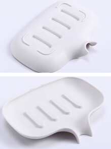 1个简约优雅沥水皂碟，塑料沥水皂托，浴室皂架，水槽皂盒，浴室配件 - 白色 - 查看 10