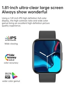 1入組防水心率監測智能手錶 - 黑色 - 查看 4