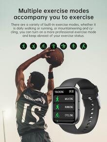 1入組防水心率監測智能手錶 - 黑色 - 查看 6