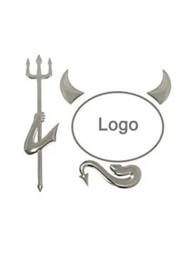 1 pieza pegatina logo de coche con diseño de diablo estéreo 3D - Plateado - Ver 5