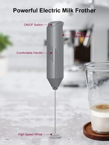 CLITON 1 Pieza Batidora De Leche Potente, Portátil Con 2 Baterías Aa Para Hacer Espuma Para Lattes - Batidor Mezclador Para Café, Mini Batidor De Espuma Para Capuchino, Frappé, Matcha, Chocolate Caliente, Con Soporte, Para El Día Del Padre, Día De La Madre, Navidad, Día De Acción De Gracias, Halloween, Día De San Valentín Regalos - Gris - Ver 9