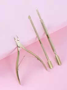 3件套美甲工具套装，美甲用品，美甲工具，美甲艺术工具，返校季，美甲，美甲贴片工具 - 金色 - 查看 1