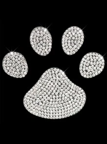 1 pieza Adhesivo para coche con diseño de diamante de imitación con estampado de garra - Plateado - Ver 4