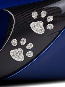 1 pieza Adhesivo para coche con diseño de diamante de imitación con estampado de garra - Plateado - Ver 6