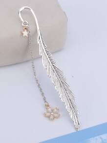 1/2/5pcs Metal Pendant Bookmarks, Suitable As Gifts,School Supplies,Back To School - Silver - View 3