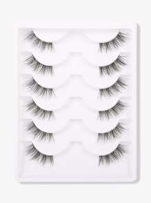 Himirell 6對/組貓眼款式假睫毛,外角延伸美化,適合日常和約會妝容 - 黑色 - 查看 1