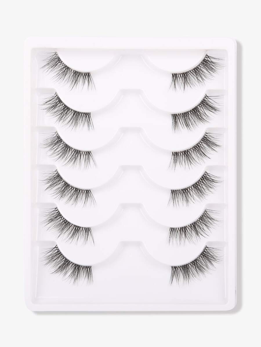 Himirell 6對/組貓眼款式假睫毛,外角延伸美化,適合日常和約會妝容 - 黑色 - 查看 1