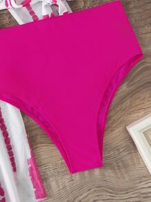 3packs Random Tie Dye Wrap Push Up Bikini - Hot Pink - View 3