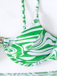 3packs Random Allover Print Underwire Bikini - Green - View 5