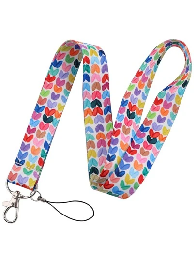 1pc Colorful Heart Shaped Lanyards, Suitable For Teachers, Keys, Nurses, ID Cards, Cellphones