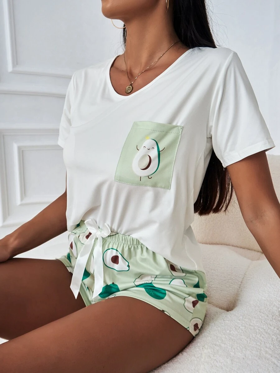 Bộ đồ ngủ/Bộ đồ ngủ phía trước có đồ họa hoạt hình - Nhiều màu - Xem 1