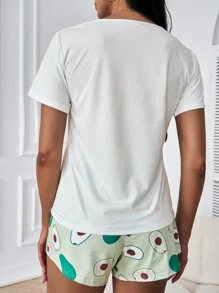 Bộ đồ ngủ/Bộ đồ ngủ phía trước có đồ họa hoạt hình - Nhiều màu - Xem 2