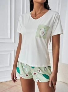 Bộ đồ ngủ/Bộ đồ ngủ phía trước có đồ họa hoạt hình - Nhiều màu - Xem 6