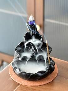 1pc Polyresin Incense Burner - Black - View 2