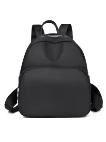 Minimalist Zip Backpack - Black - View 2