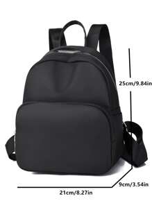 Minimalist Zip Backpack - Black - View 3