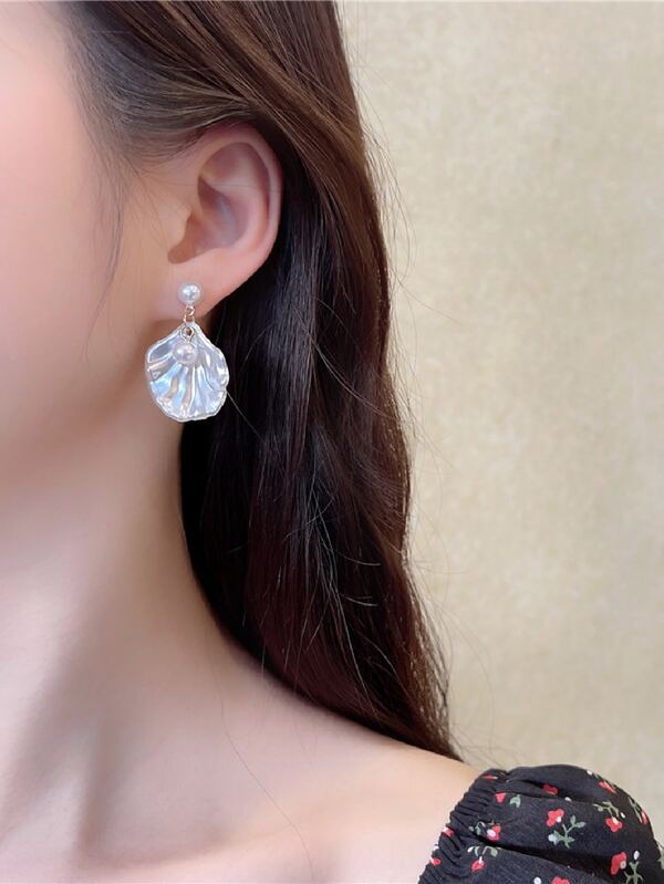 Shell & Faux Pearl Drop Earrings