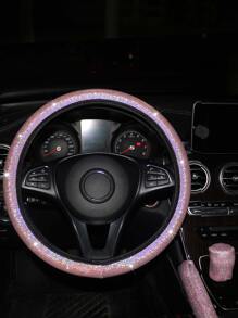 MEIKAXIU 3 cái vô lăng xe hơi và phanh tay và nắp sang số - Hồng - Xem 2