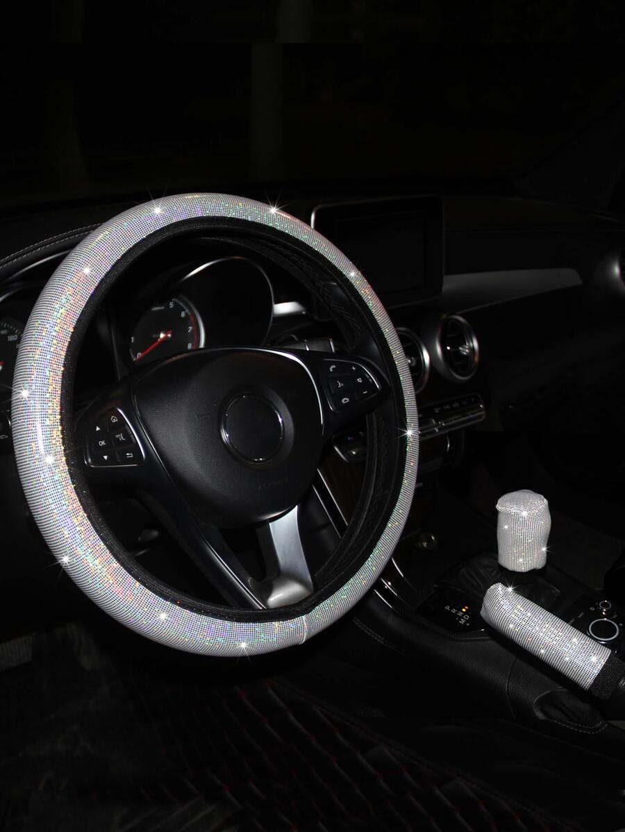 MEIKAXIU 3pcs Car Steering Wheel & Handbrake & Gear Shift Cover