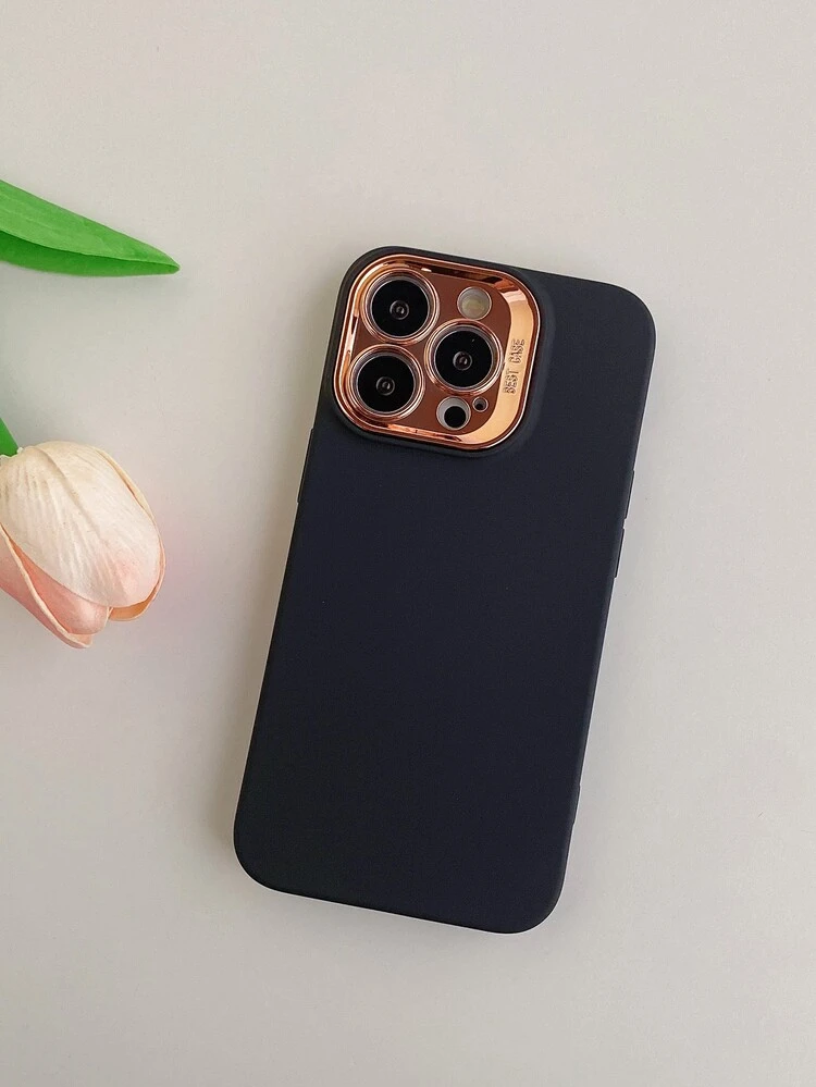 Faux Leather Texture Electroplating Lens Phone Case