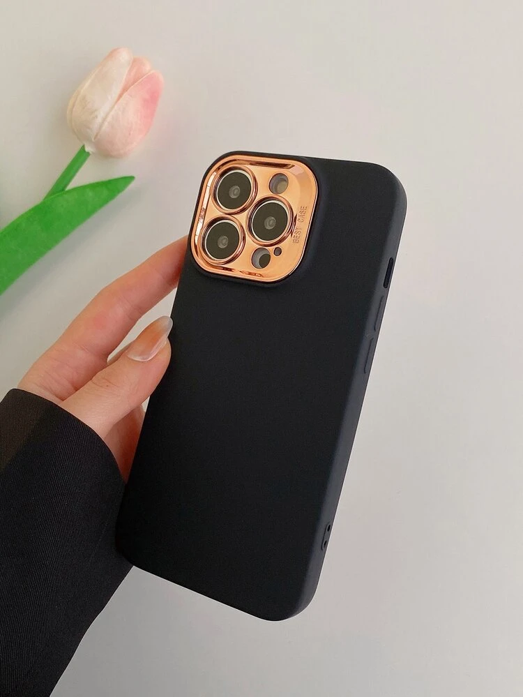Faux Leather Texture Electroplating Lens Phone Case