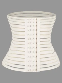 Plain Steel Boned Corset - Beige - View 1