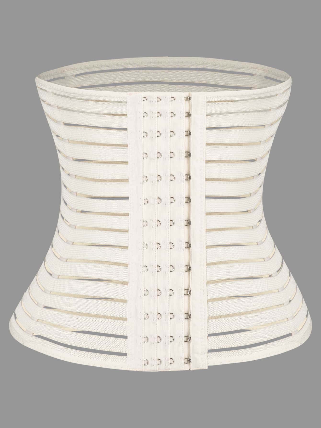 Plain Steel Boned Corset - Beige - View 1