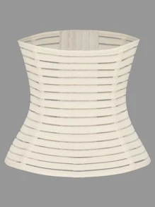 Plain Steel Boned Corset - Beige - View 2