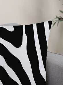 1pc Abstract Print Cushion Cover Without Filler Modern Throw Pillow Cover, For Sofa, Couch, Living Room - Black and White - View 5