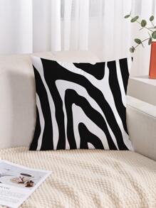 1pc Abstract Print Cushion Cover Without Filler Modern Throw Pillow Cover, For Sofa, Couch, Living Room - Black and White - View 7