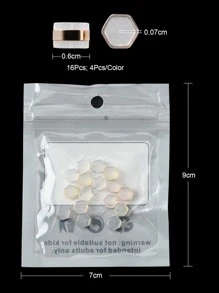 1包16入組4色矽膠耳螺母耳環後帶黃銅配件六邊形無鎘、無鎳、無鉛混色幾何耳環後塞 - 彩色 - 查看 3