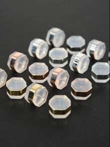 1包16入組4色矽膠耳螺母耳環後帶黃銅配件六邊形無鎘、無鎳、無鉛混色幾何耳環後塞 - 彩色 - 查看 4