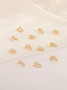 1pc Fashionable Minimalist Zodiac Decor Clip-On Fake Nose Ring, Suitable For Women Everyday Wear, Festival & Birthday Gift, No Piercing Required - Yellow Gold - View 8