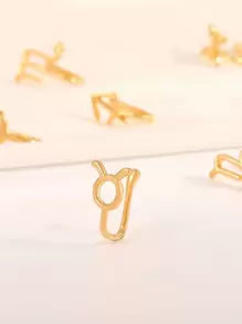 1pc Fashionable Minimalist Zodiac Decor Clip-On Fake Nose Ring, Suitable For Women Everyday Wear, Festival & Birthday Gift, No Piercing Required - Yellow Gold - View 7