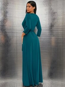 SHEIN SXY 深V領腰帶高衩洋裝