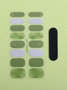 Beauty Sticker 1 hoja brillante Pegatina de arte de uña & 1 pieza Lima de uña - Multicolor - Ver 2