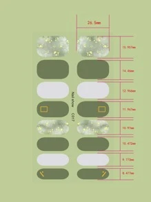 Beauty Sticker 1 hoja brillante Pegatina de arte de uña & 1 pieza Lima de uña - Multicolor - Ver 3